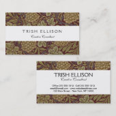 ウィリアムモリスつる植物グレープレッドグリーンアート 名刺 (正面/裏面)