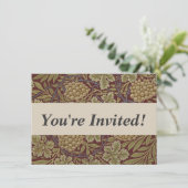 ウィリアムモリスつる植物グレープレッドグリーンアート 招待状 (スタンド正面)