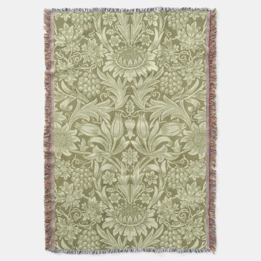 ウィリアムモリスひまわり緑の花 スローブランケット (正面縦)