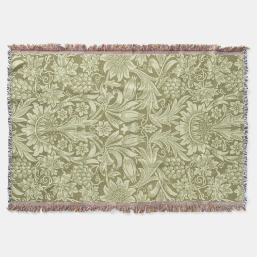 ウィリアムモリスひまわり緑の花 スローブランケット (正面)