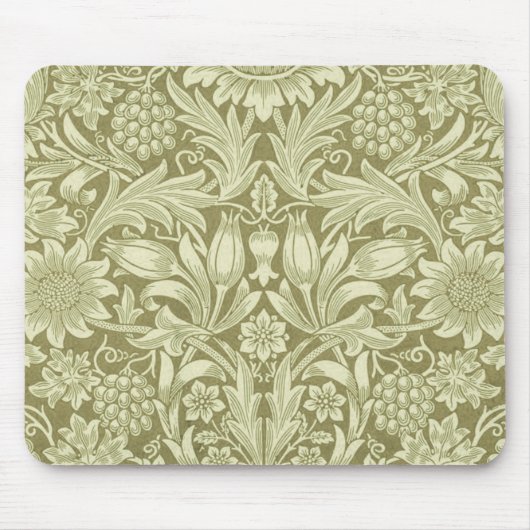 ウィリアムモリスひまわり緑の花 マウスパッド (正面)