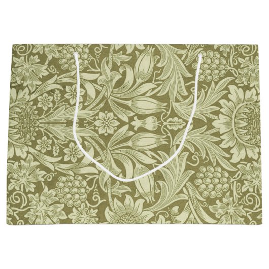 ウィリアムモリスひまわり緑の花 ラージペーパーバッグ (正面)