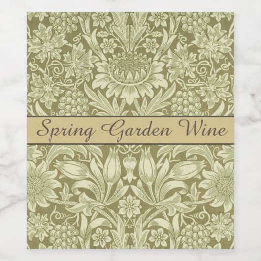 ウィリアムモリスひまわり緑の花 ワインラベル (シングルラベル)