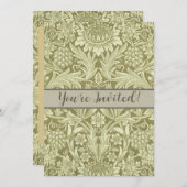 ウィリアムモリスひまわり緑の花 招待状 (正面/裏面)