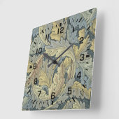 ウィリアムモリスアカンサス葉フローラアールヌーボー スクエア壁時計 (傾斜)