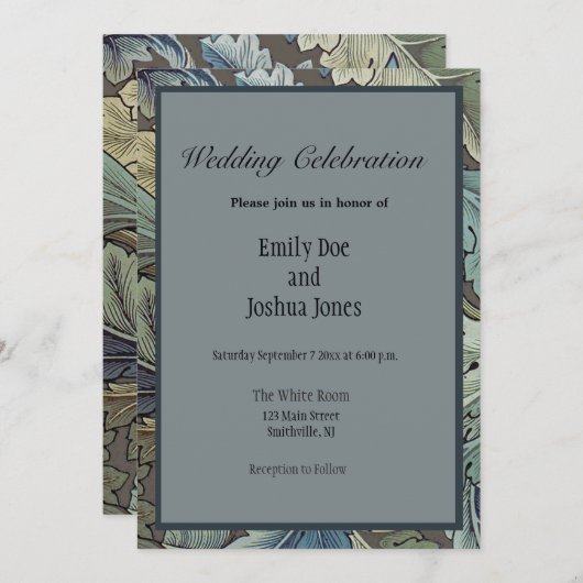 ウィリアムモリスアカンソスサージフラワーフローラボタニック 招待状 (正面/裏面)