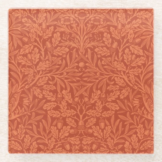 ウィリアムモリスアコーン壁紙自然デザイン ガラスコースター (正面)