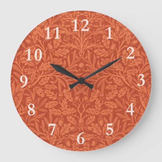 ウィリアムモリスアコーン壁紙自然デザイン ラージ壁時計 (正面)
