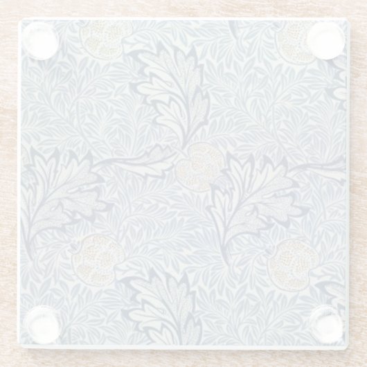 ウィリアムモリスアップルフラワーフローラデザイン ガラスコースター (裏面)