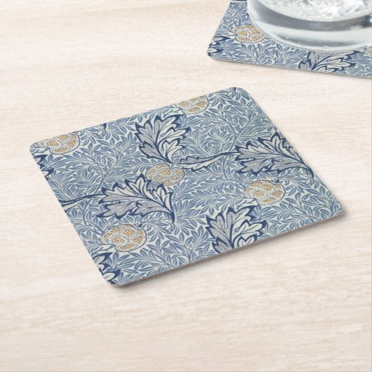 ウィリアムモリスアップルフラワーフローラデザイン スクエアペーパーコースター (アングル)