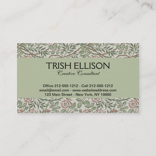 ウィリアムモリスアユブリアフローラアールヌーボー 名刺 (裏面)