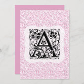 ウィリアムモリスアルファベットウィローバウピンク サンキューカード (正面/裏面)