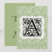 ウィリアムモリスアルファベットウィローボウグリーン サンキューカード (正面/裏面)
