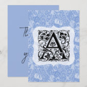 ウィリアムモリスアルファベットゴールデンリリーブルー サンキューカード (正面/裏面)