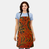 ウィリアムモリスインディアレッドフローラ エプロン (着用した状態)