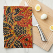 ウィリアムモリスインディアレッドフローラ キッチンタオル (四つ折り)