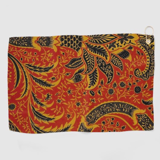 ウィリアムモリスインディアレッドフローラ ゴルフタオル (横)