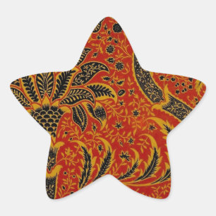 ウィリアムモリスインディアレッドフローラ 星シール