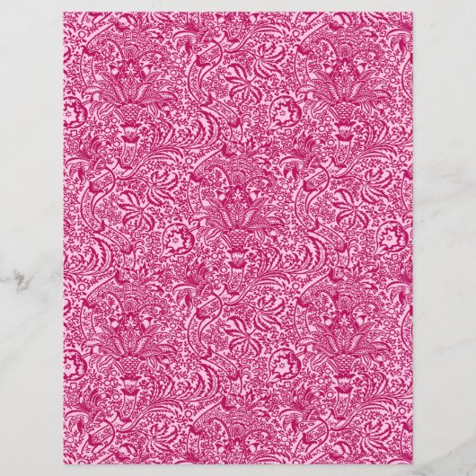 ウィリアムモリスインディアン、明るい赤紫色&パステルピンク (正面)