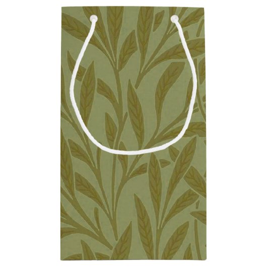 ウィリアムモリスウィローアンティークグリーンリーフつる植物アート スモールペーパーバッグ (裏面)