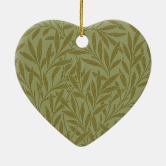 ウィリアムモリスウィローアンティークグリーンリーフつる植物アート セラミックオーナメント (裏面)