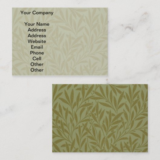ウィリアムモリスウィローアンティークグリーンリーフつる植物アート 名刺 (正面/裏面)