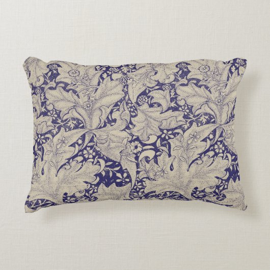 ウィリアムモリスウォーフラワーフローラブルーダマスク アクセントクッション (正面)