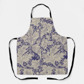 ウィリアムモリスウォーフラワーフローラブルーダマスク エプロン (正面)