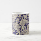 ウィリアムモリスウォーフラワーフローラブルーダマスク コーヒーマグカップ (中央)