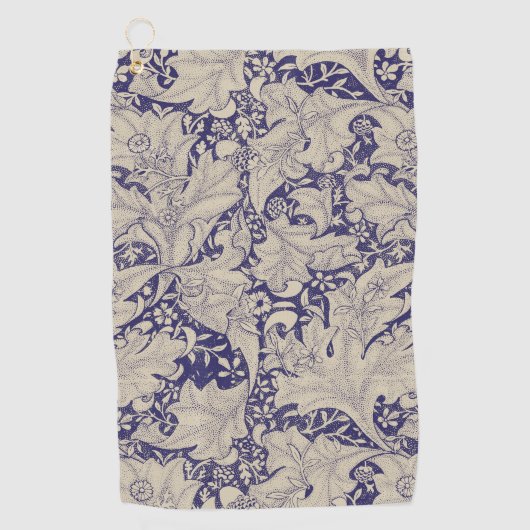 ウィリアムモリスウォーフラワーフローラブルーダマスク ゴルフタオル (正面)