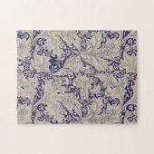 ウィリアムモリスウォーフラワーフローラブルーダマスク ジグソーパズル (横)