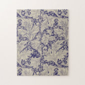 ウィリアムモリスウォーフラワーフローラブルーダマスク ジグソーパズル (縦)