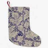ウィリアムモリスウォーフラワーフローラブルーダマスク スモールクリスマスストッキング (正面)