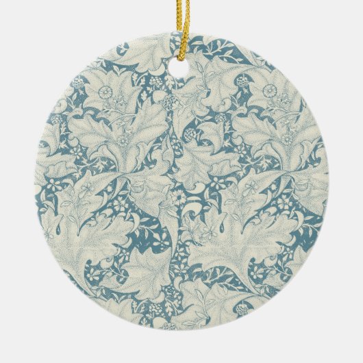 ウィリアムモリスウォーフラワーフローラブルーダマスク セラミックオーナメント (正面)