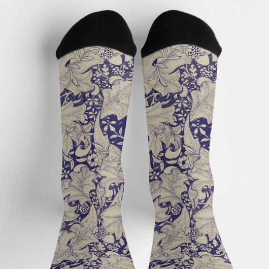 ウィリアムモリスウォーフラワーフローラブルーダマスク ソックス (上部)