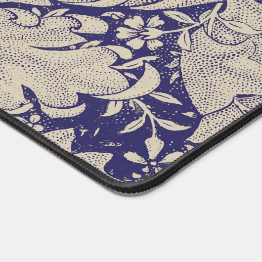 ウィリアムモリスウォーフラワーフローラブルーダマスク デスクマット (コーナー)