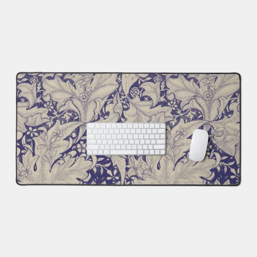 ウィリアムモリスウォーフラワーフローラブルーダマスク デスクマット (キーボード&マウス)