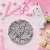 ウィリアムモリスウォーフラワーフローラブルーダマスク ペーパープレート (パーティー)