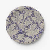 ウィリアムモリスウォーフラワーフローラブルーダマスク ペーパープレート (正面)