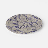 ウィリアムモリスウォーフラワーフローラブルーダマスク ペーパープレート (アングル)
