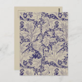 ウィリアムモリスウォーフラワーフローラブルーダマスク ポストカード (正面/裏面)