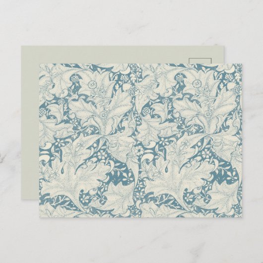 ウィリアムモリスウォーフラワーフローラブルーダマスク ポストカード (正面/裏面)