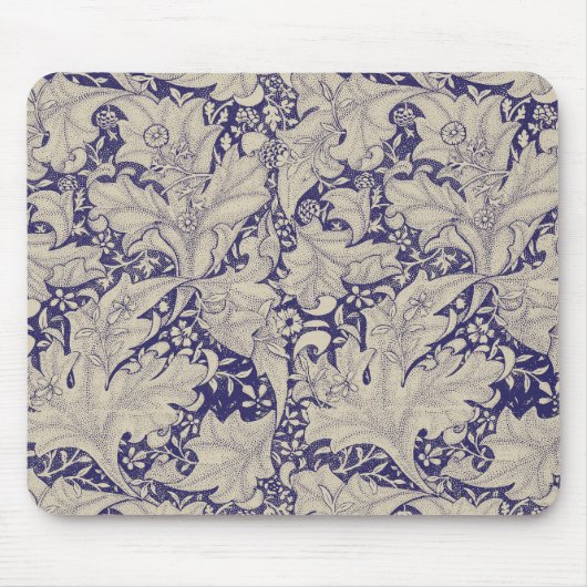 ウィリアムモリスウォーフラワーフローラブルーダマスク マウスパッド (正面)