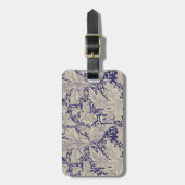 ウィリアムモリスウォーフラワーフローラブルーダマスク ラゲッジタグ (正面縦)