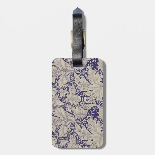 ウィリアムモリスウォーフラワーフローラブルーダマスク ラゲッジタグ (裏面縦)