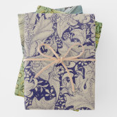 ウィリアムモリスウォーフラワーフローラブルーダマスク ラッピングペーパーシート (インサイチュ)