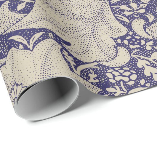 ウィリアムモリスウォーフラワーフローラブルーダマスク ラッピングペーパー (ロールコーナー)