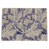 ウィリアムモリスウォーフラワーフローラブルーダマスク ラージペーパーバッグ (正面)