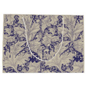 ウィリアムモリスウォーフラワーフローラブルーダマスク ラージペーパーバッグ (裏面)