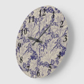 ウィリアムモリスウォーフラワーフローラブルーダマスク ラージ壁時計 (傾斜)